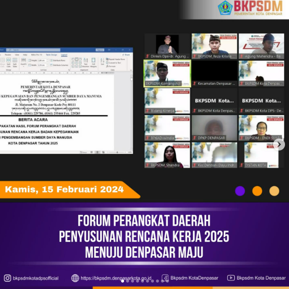 FORUM PERANGKAT DAERAH PENYUSUNAN RENCANA KERJA 2025 MENUJU DENPASAR MAJU