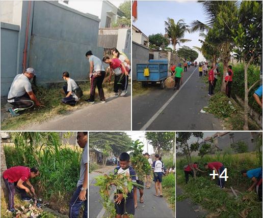Jumat Kedas bersama staf Kelurahan Penatih dan murid-murid SMP Widya Sakti