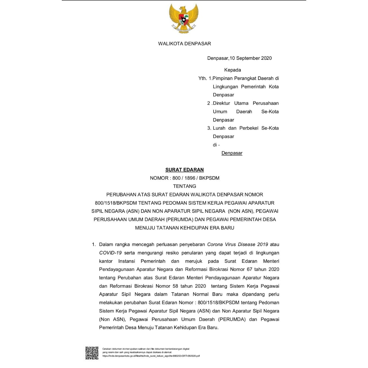 Perubahan Pedoman Sistem Kerja Pegawai Menuju Tatanan Kehidupan Era Baru