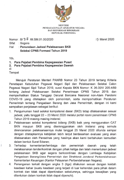 Penundaan Pelaksanaan SKB Seleksi CPNS Kota Denpasar formasi 2019