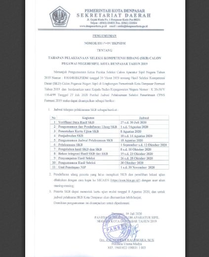 Pengumuman untuk Peserta SKB