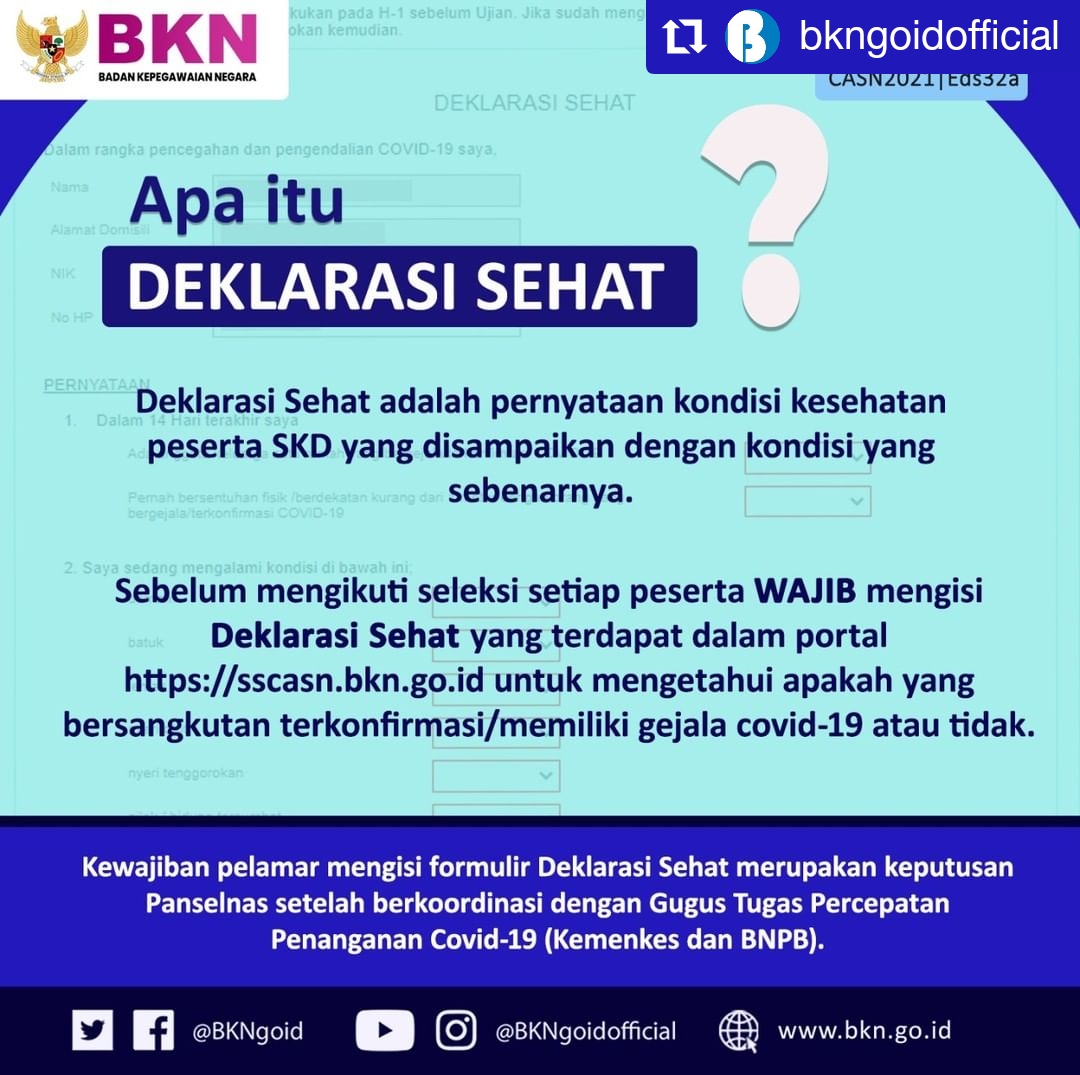Deklarasi Sehat sebelum tes SKD